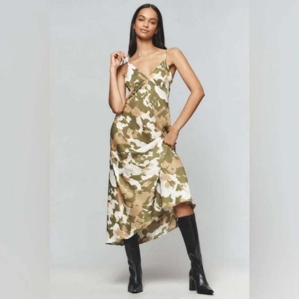 NWT By Anthropologie Sleeveless V-Neck Slip Midi Dress Sz XL